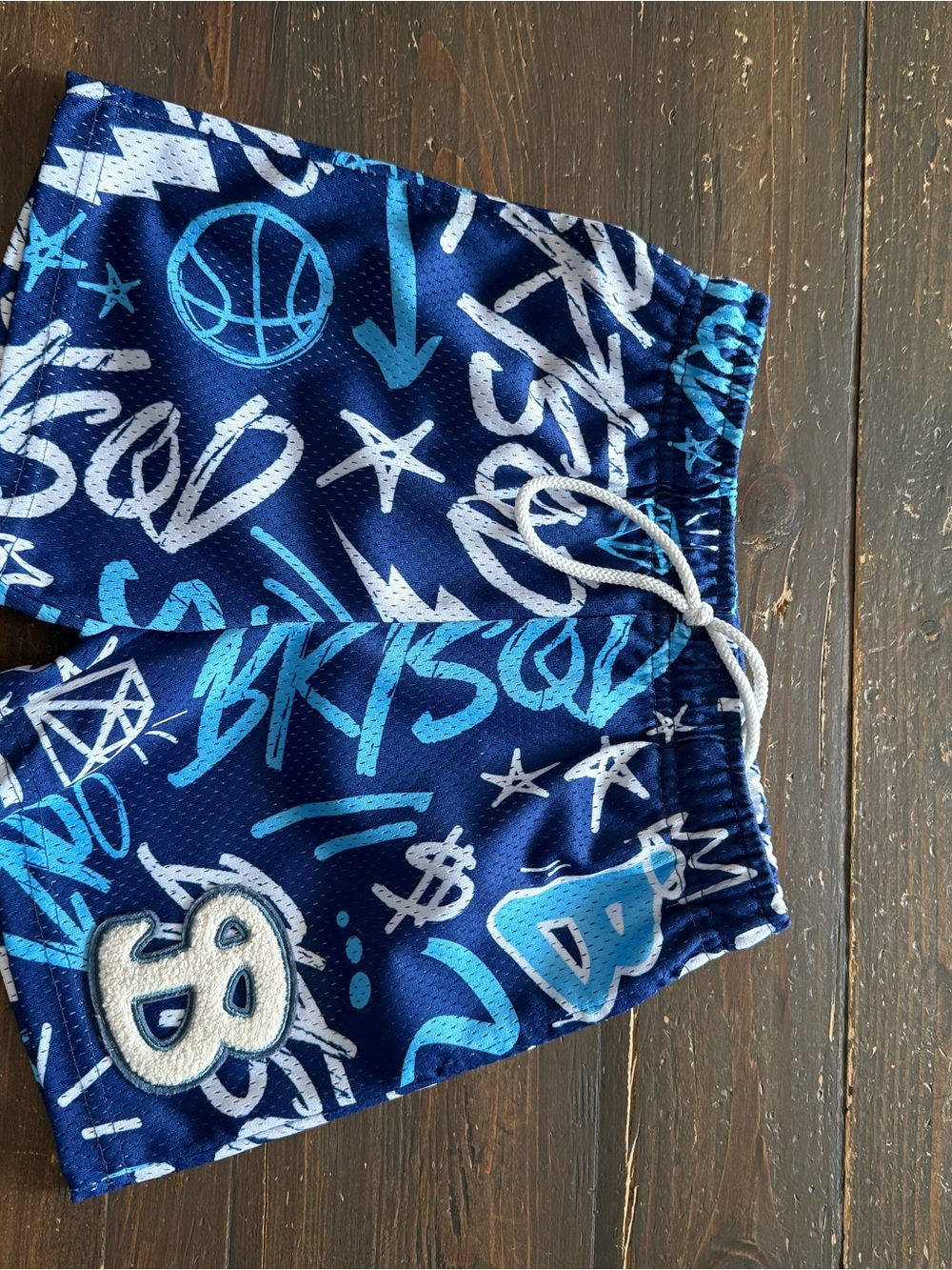 Bktsqd Kids Blue Graffiti Athletic Shorts youth medium